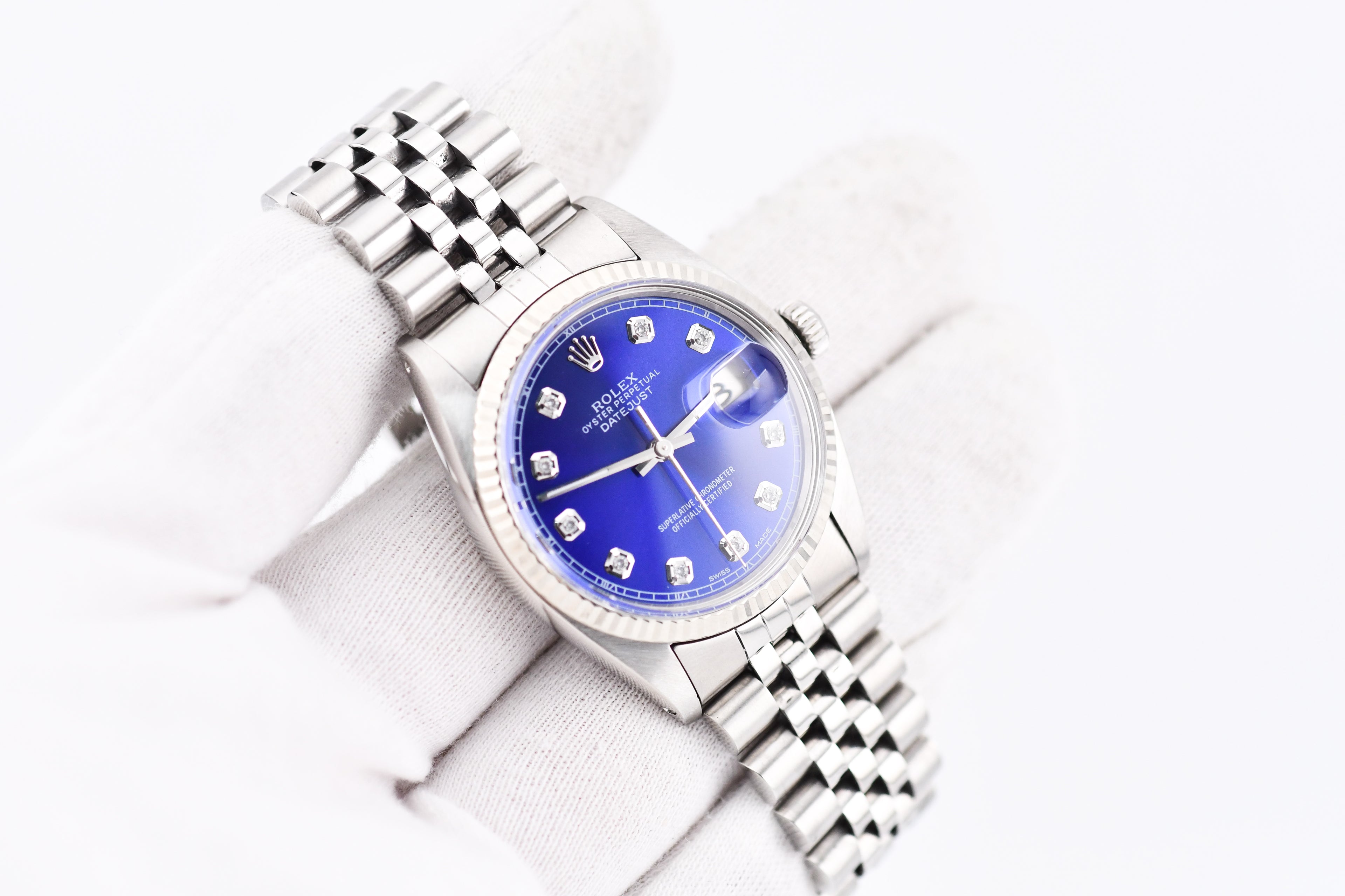 Rolex Datejust 36mm Ref 16014 Custom Blue Diamond Dial