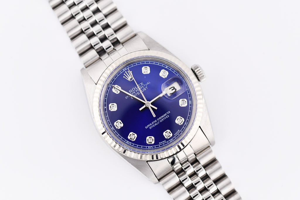 Rolex Datejust 36mm Ref 16014 Custom Blue Diamond Dial
