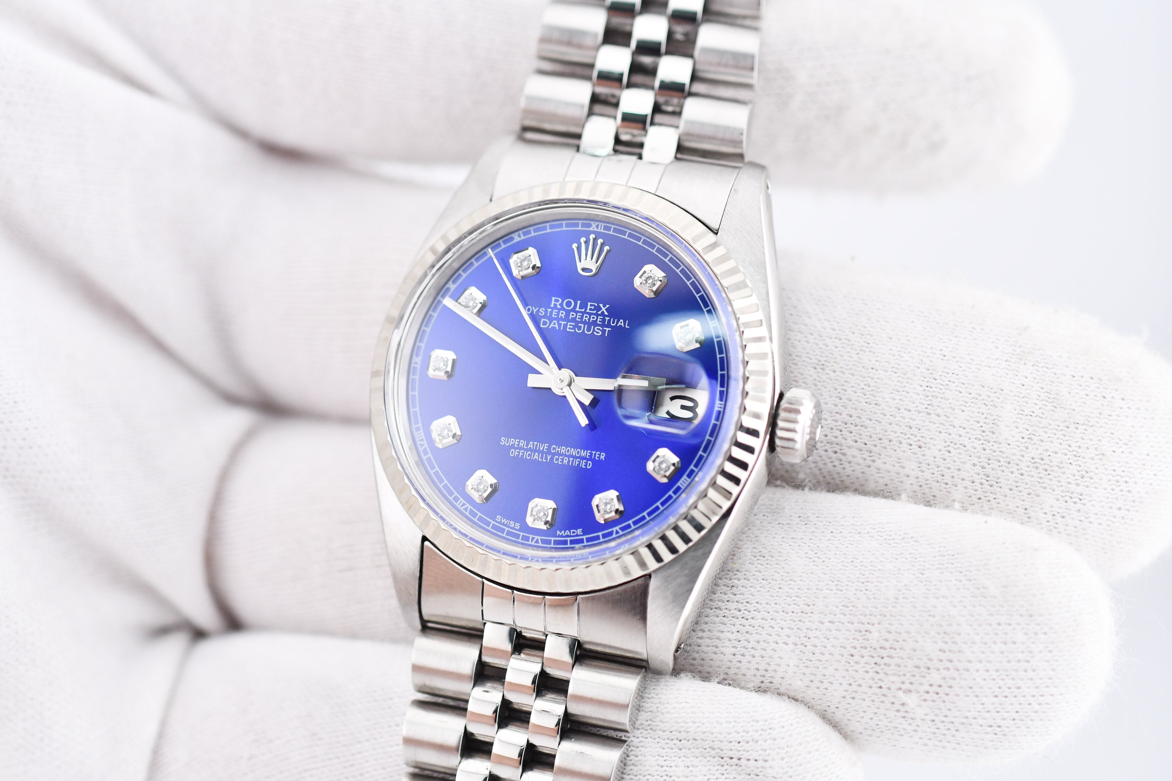 Rolex Datejust 36mm Ref 16014 Custom Blue Diamond Dial