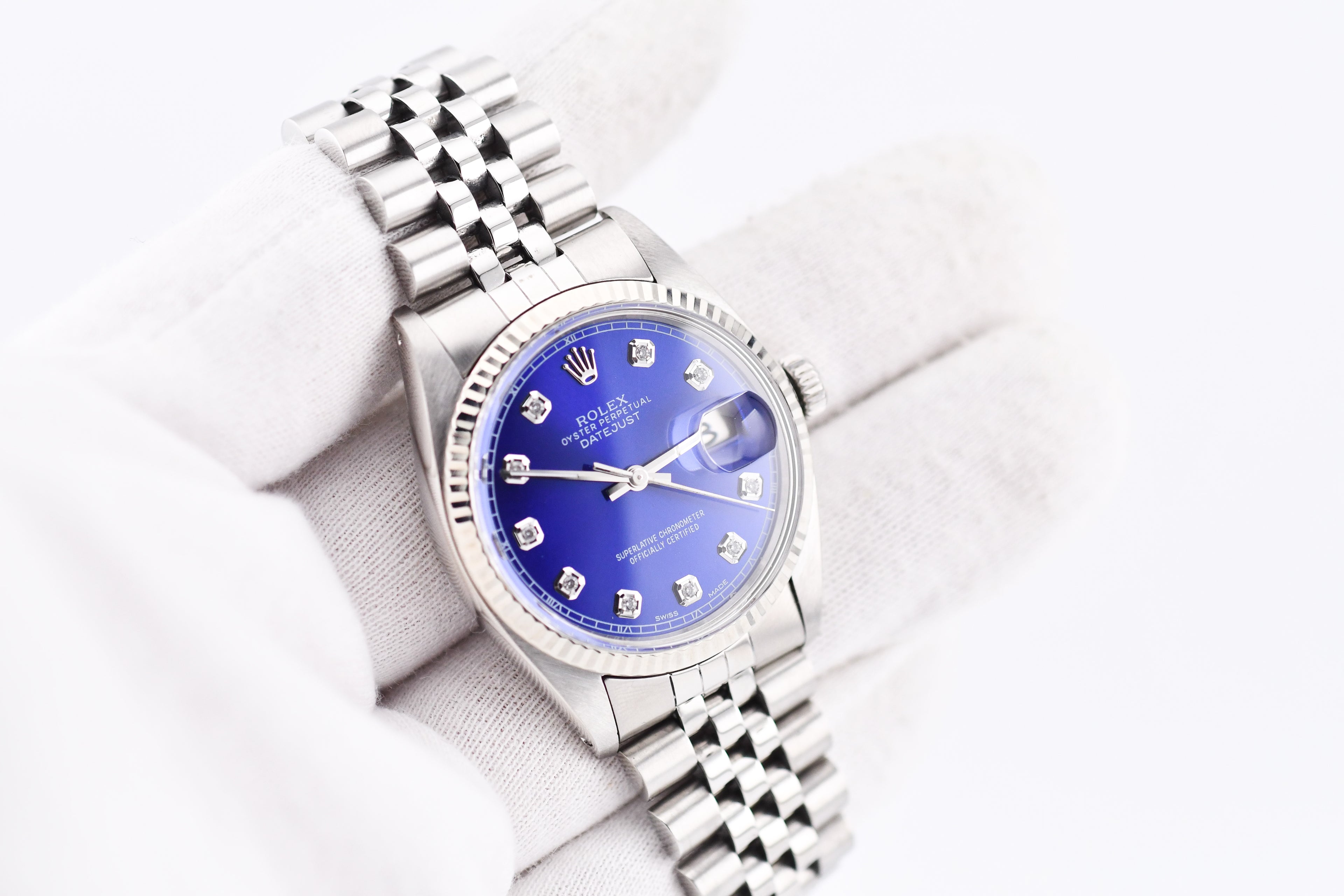 Rolex Datejust 36mm Ref 16014 Custom Blue Diamond Dial