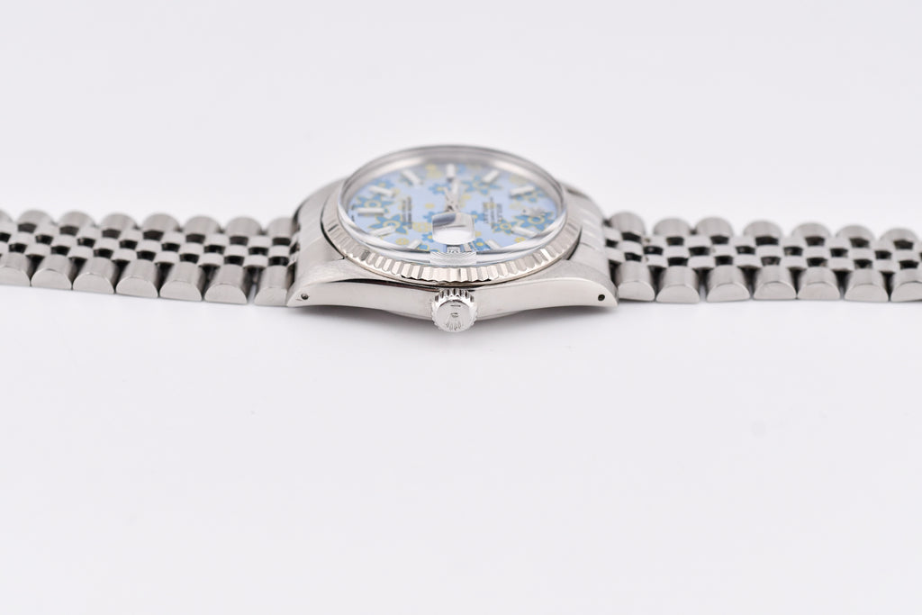 Rolex Datejust 36mm Ref 16014 Custom Blue Floral Dial