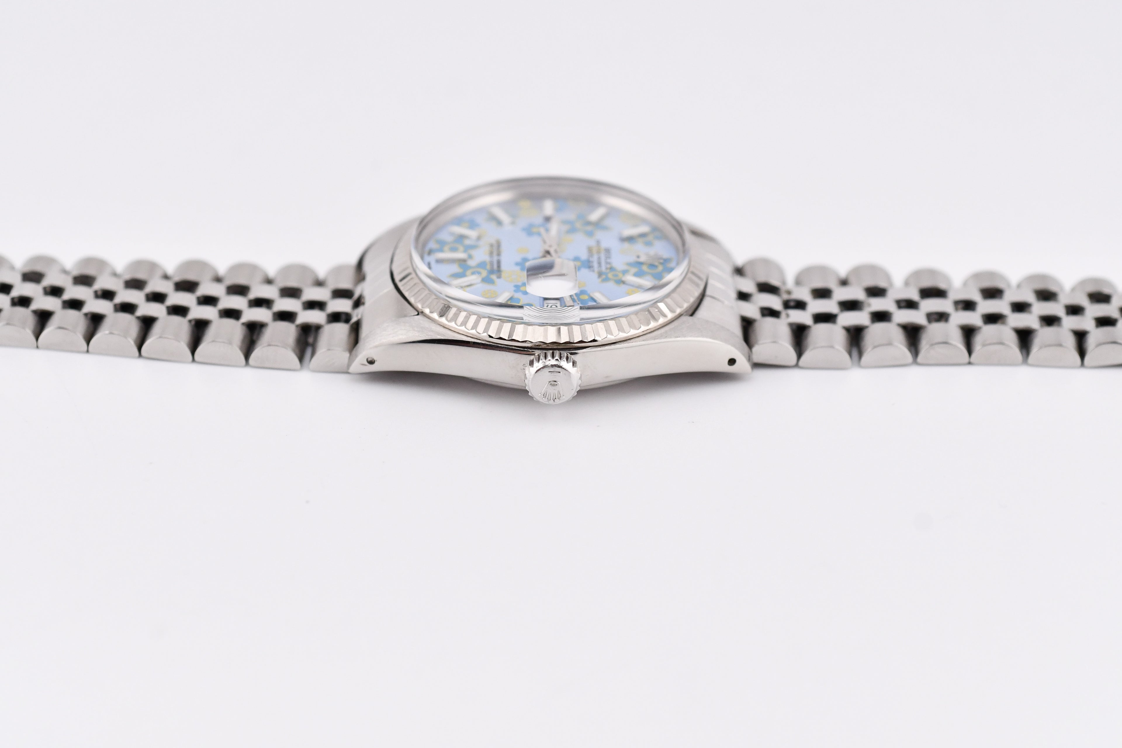 Rolex Datejust 36mm Ref 16014 Custom Blue Floral Dial