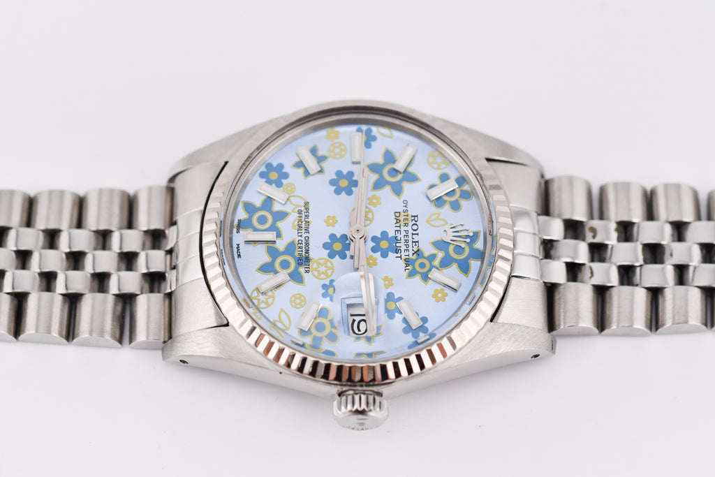 Rolex Datejust 36mm Ref 16014 Custom Blue Floral Dial