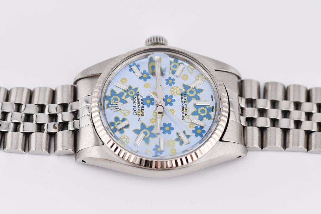 Rolex Datejust 36mm Ref 16014 Custom Blue Floral Dial