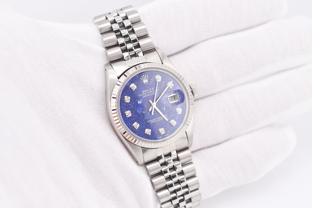 Rolex Datejust 36mm Ref 16014 Custom Blue Lapis Lazuli Diamond Dial