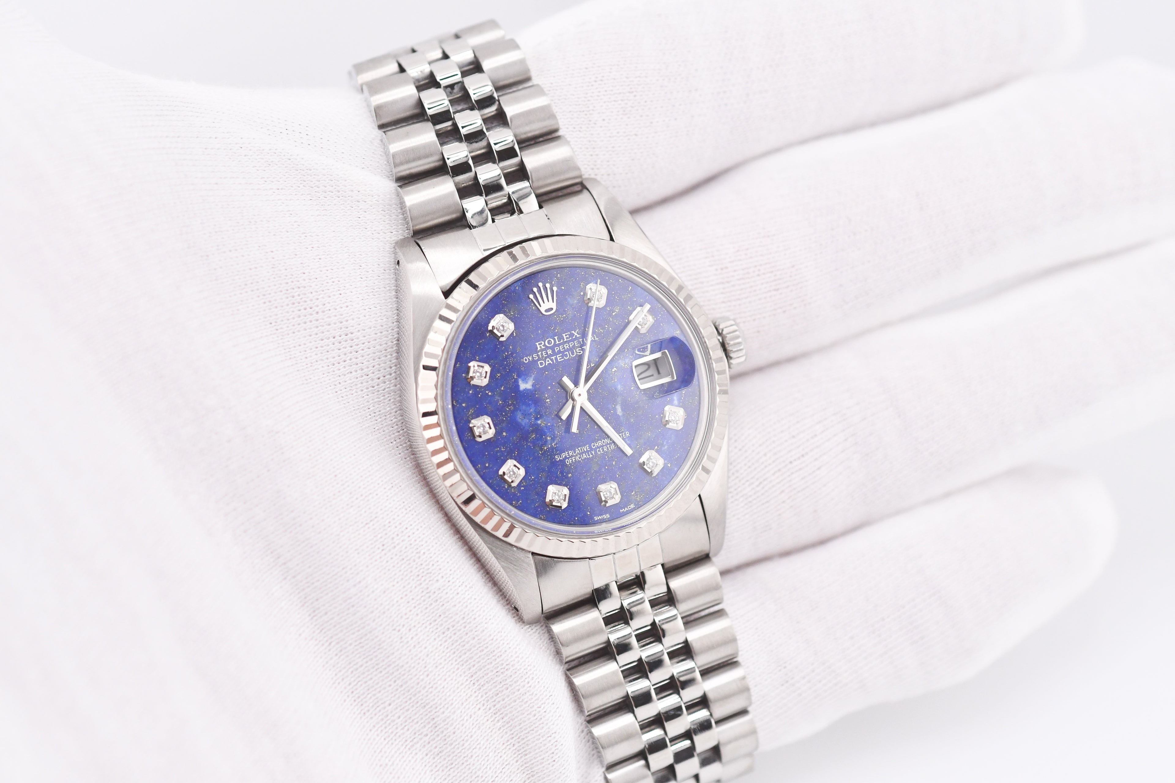 Rolex Datejust 36mm Ref 16014 Custom Blue Lapis Lazuli Diamond Dial