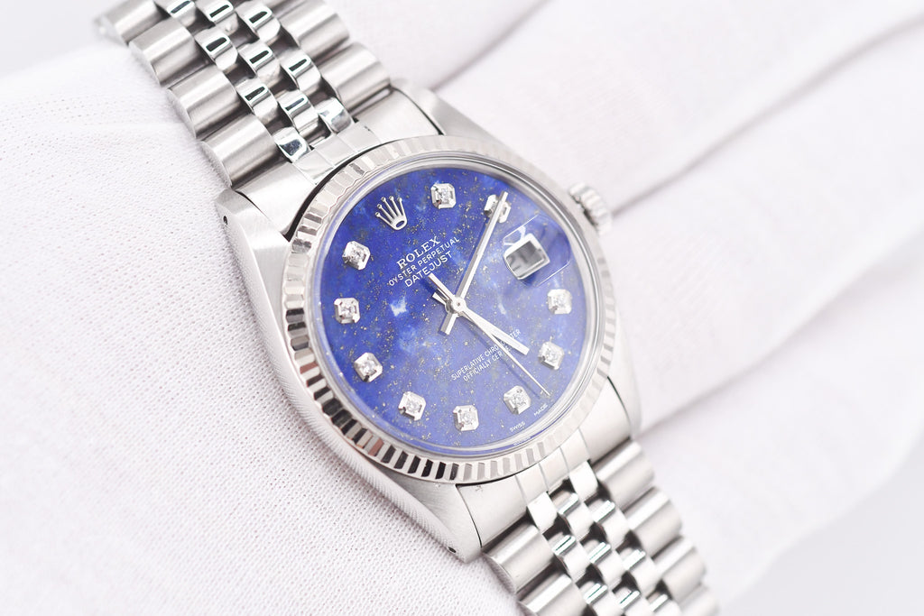 Rolex Datejust 36mm Ref 16014 Custom Blue Lapis Lazuli Diamond Dial
