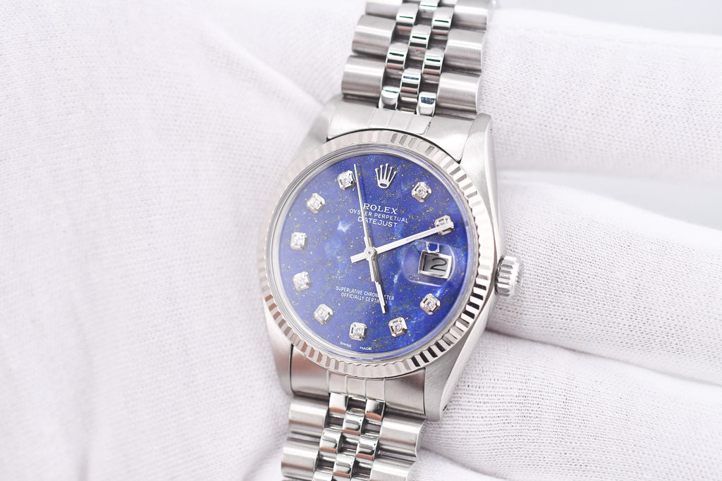 Rolex Datejust 36mm Ref 16014 Custom Blue Lapis Lazuli Diamond Dial
