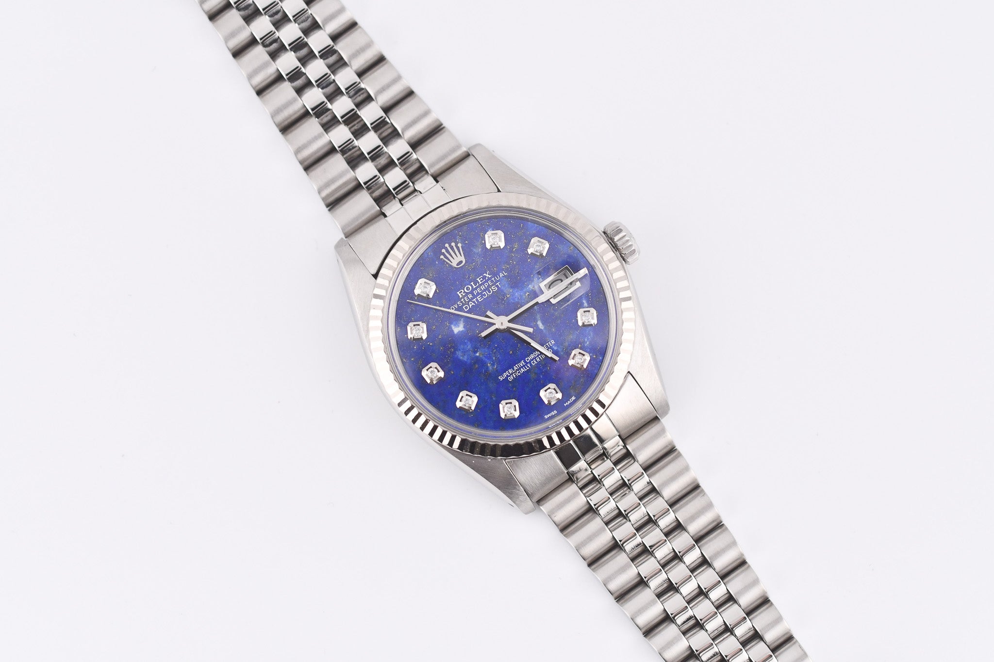 Rolex Datejust 36mm Ref 16014 Custom Blue Lapis Lazuli Diamond Dial