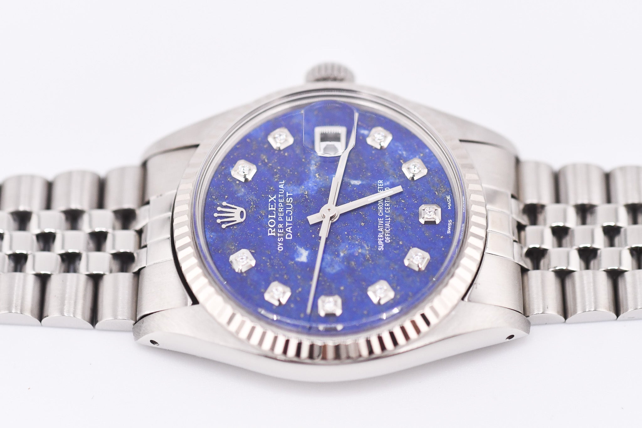 Rolex Datejust 36mm Ref 16014 Custom Blue Lapis Lazuli Diamond Dial