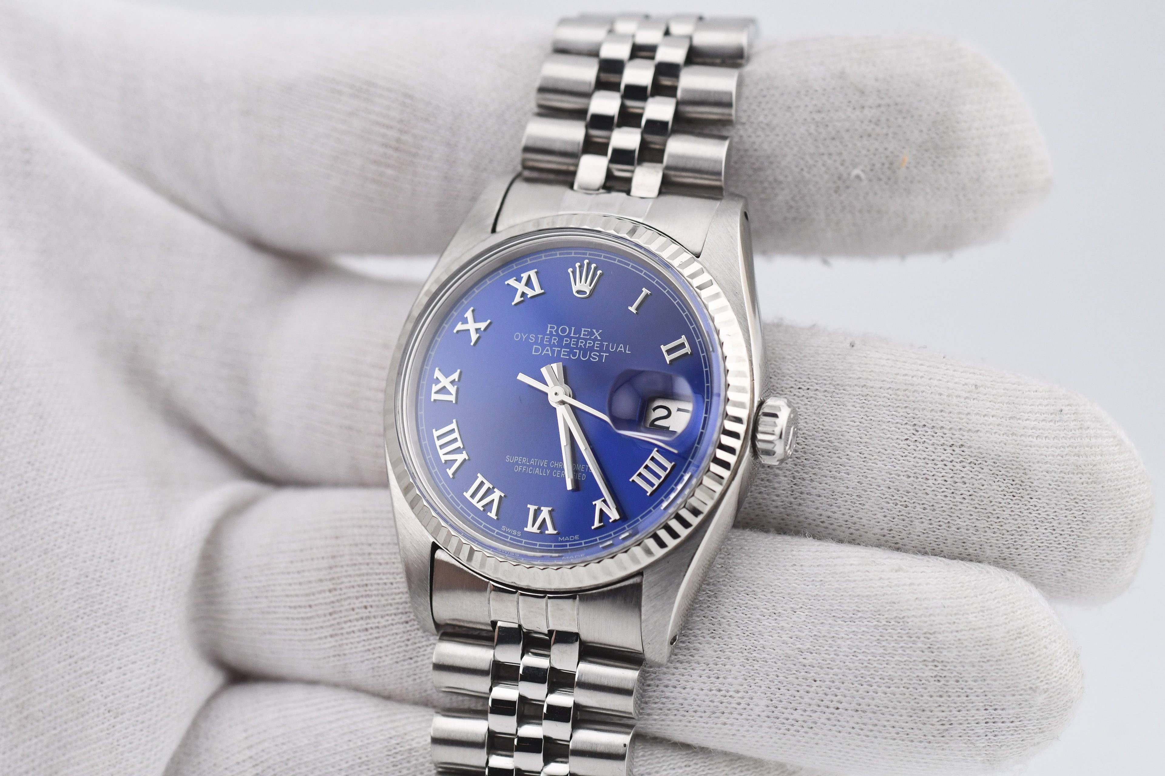 Rolex Datejust 36mm Ref 16014 Custom Blue Roman Dial