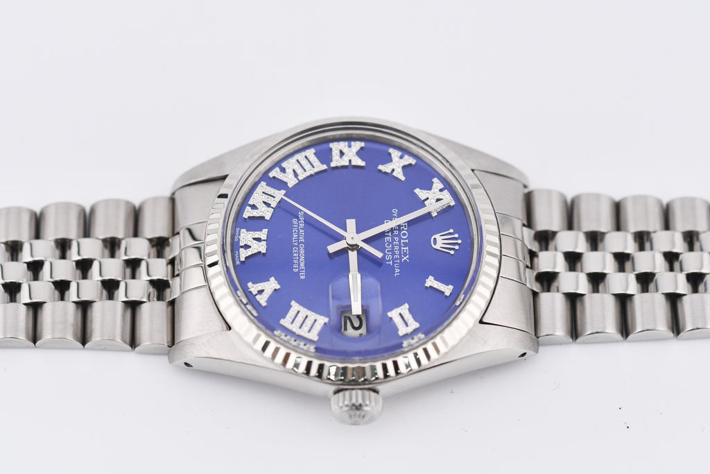 Rolex Datejust 36mm Ref 16014 Custom Blue Roman Diamond Dial