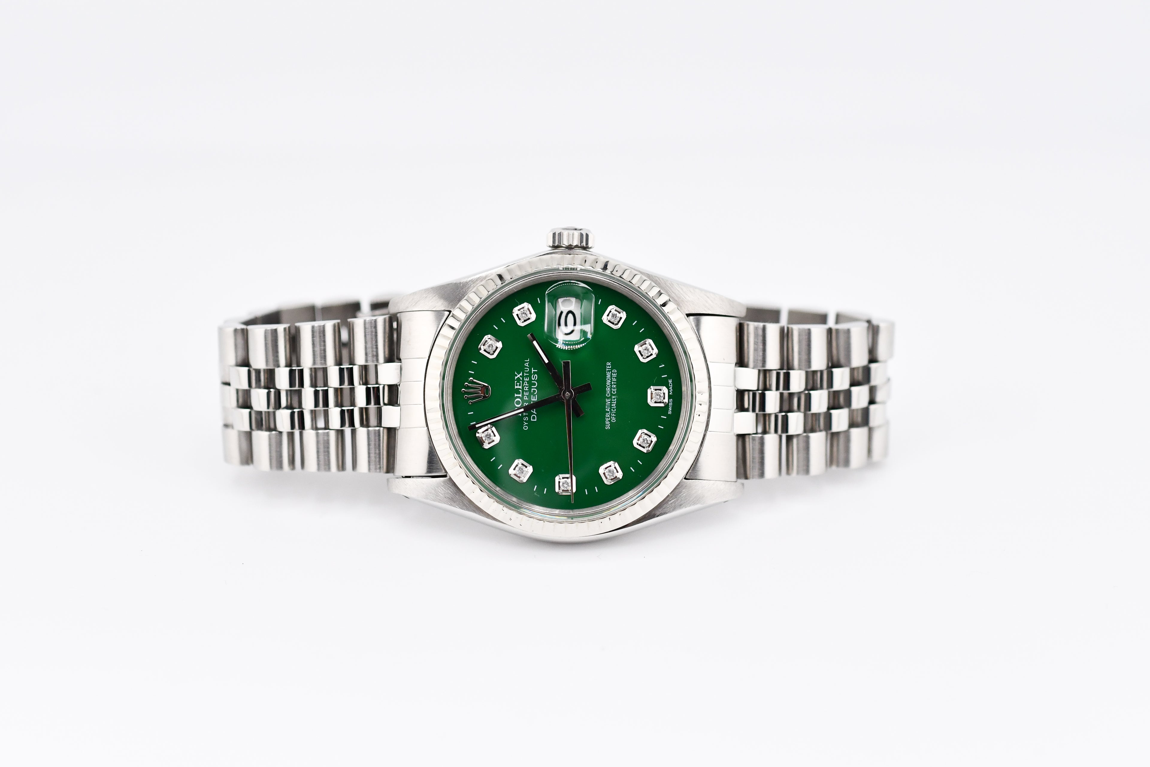 Rolex Datejust 36mm Ref 16014 Custom Green Diamond Dial