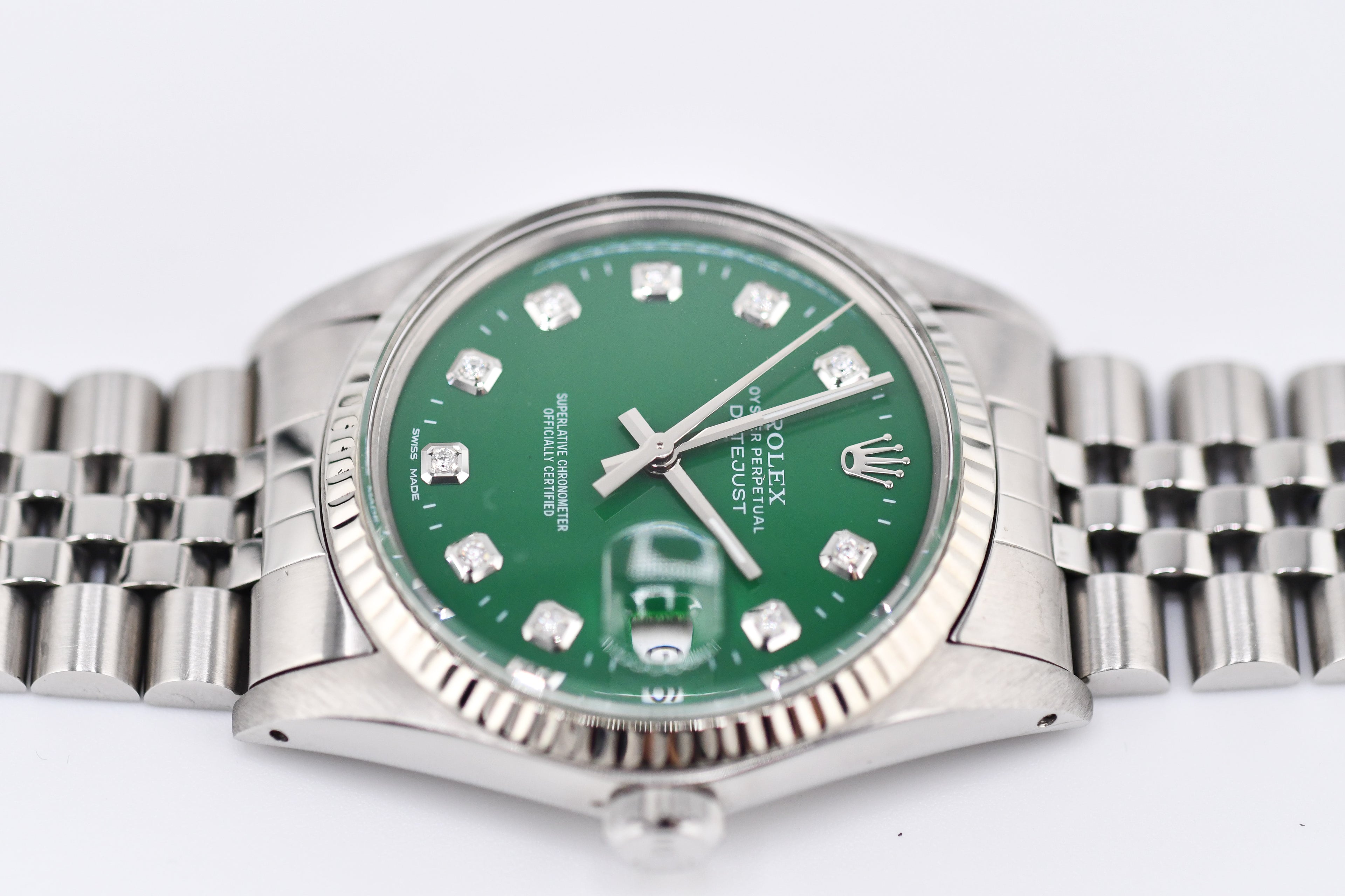 Rolex Datejust 36mm Ref 16014 Custom Green Diamond Dial