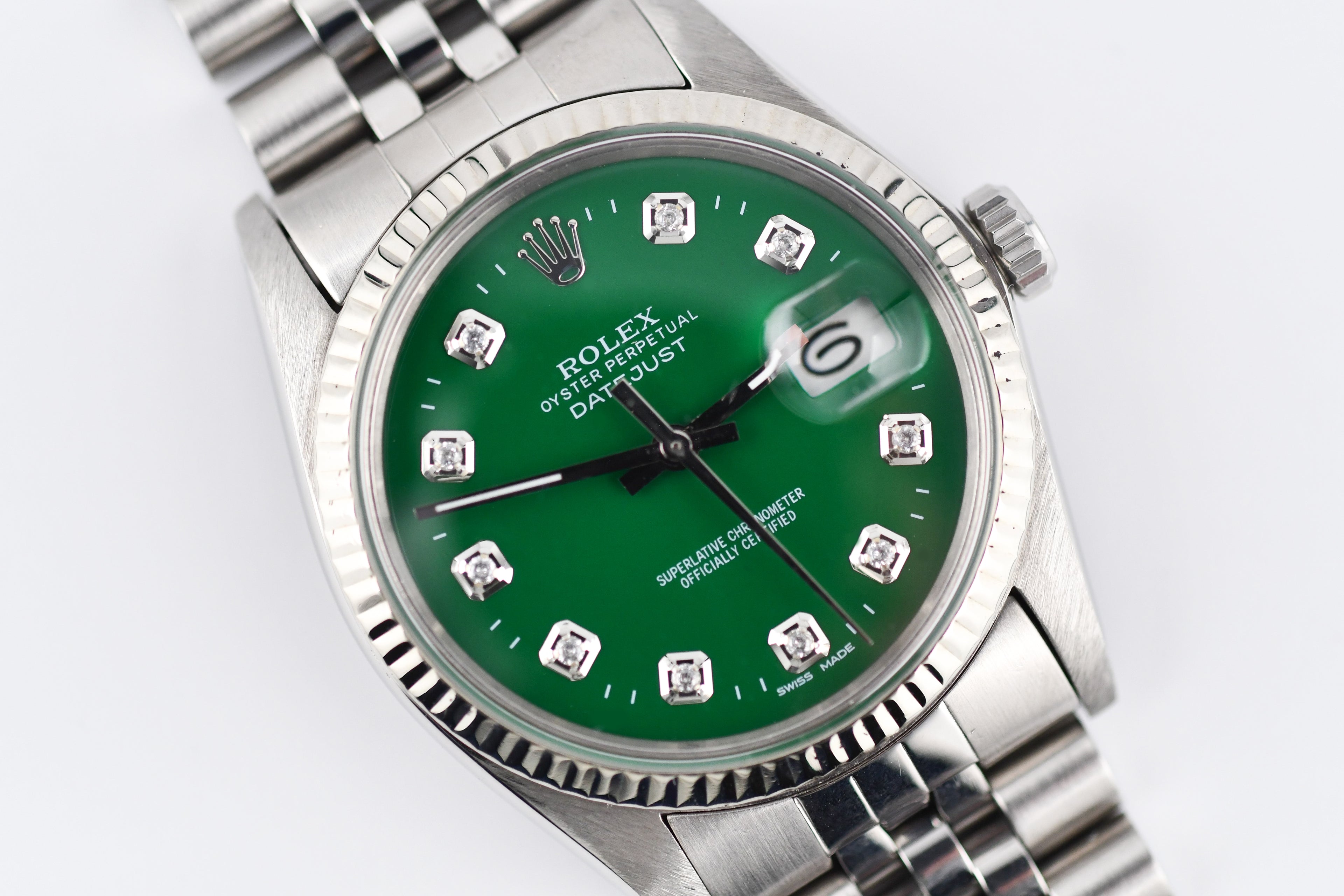 Rolex Datejust 36mm Ref 16014 Custom Green Diamond Dial