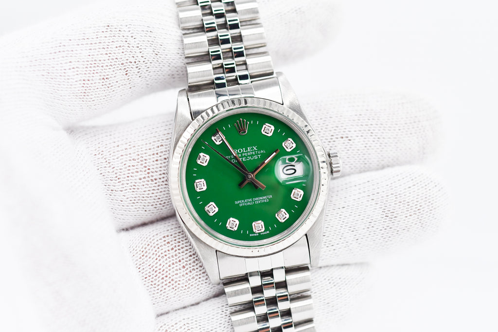 Rolex Datejust 36mm Ref 16014 Custom Green Diamond Dial
