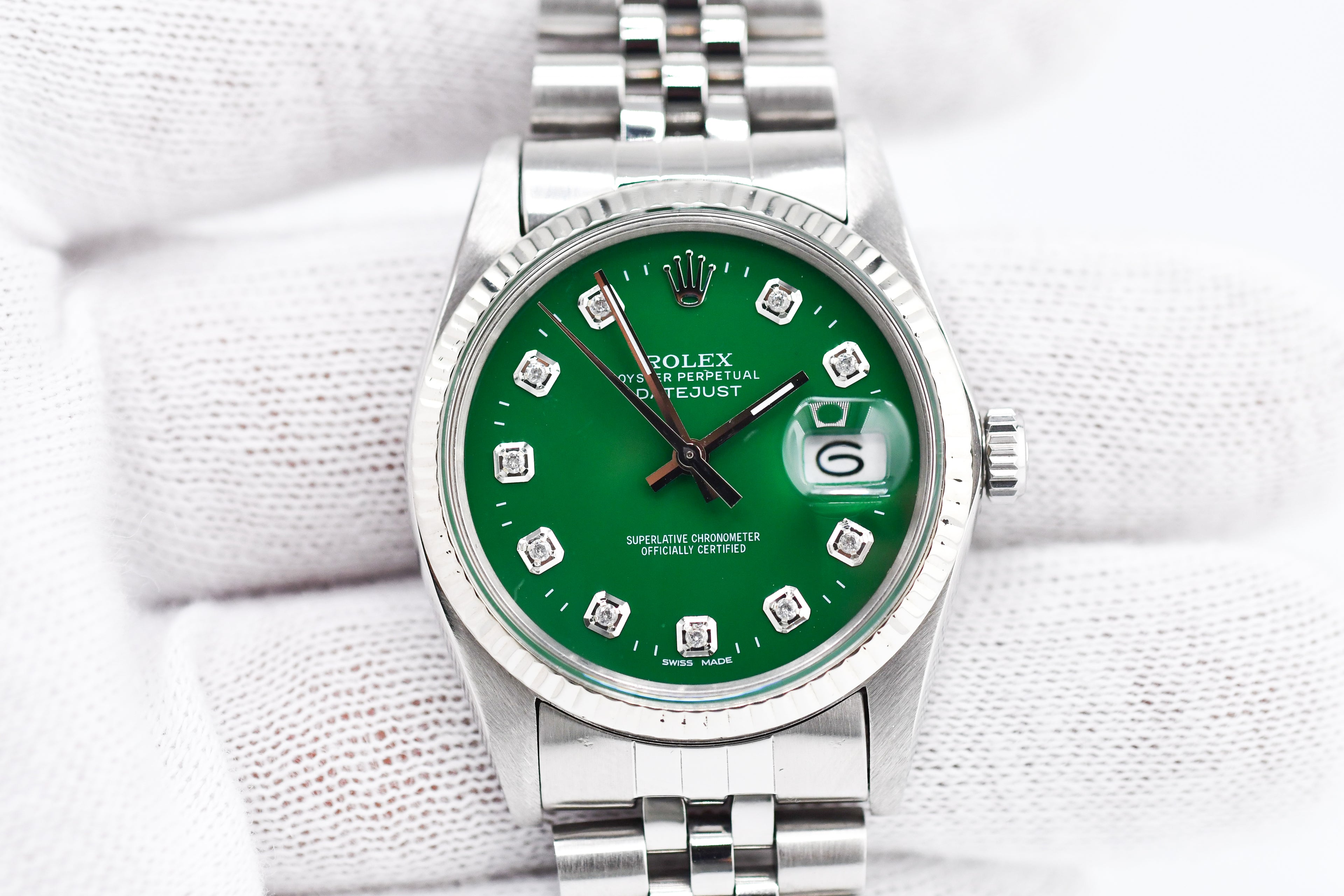 Rolex Datejust 36mm Ref 16014 Custom Green Diamond Dial