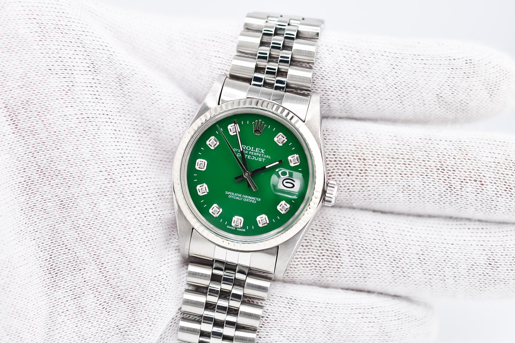 Rolex Datejust 36mm Ref 16014 Custom Green Diamond Dial