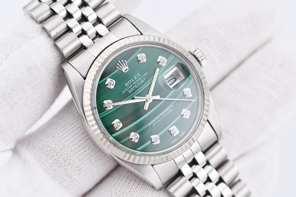 Rolex Datejust 36mm Ref 16014 Custom Green Malachite Diamond Dial