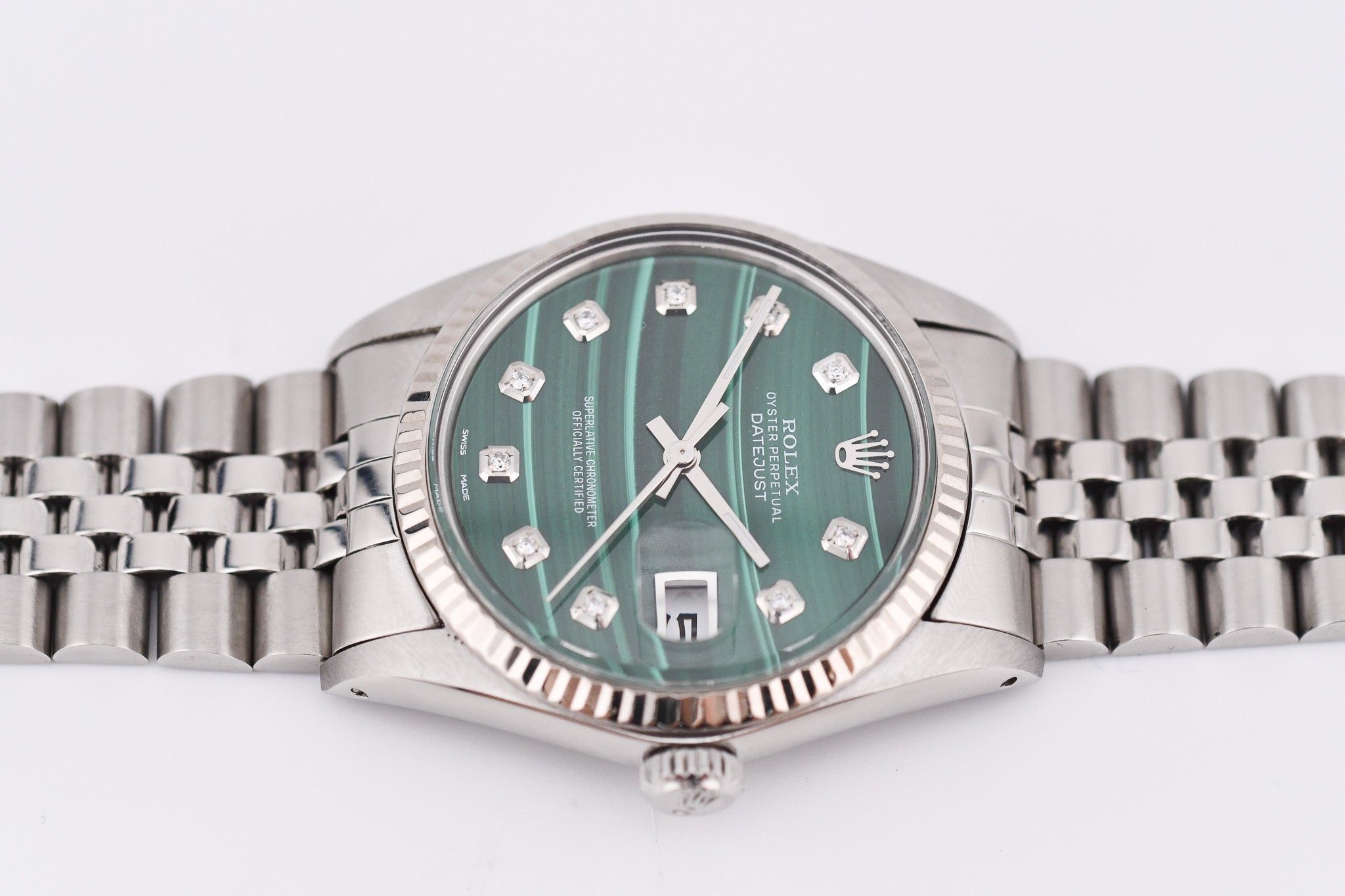 Rolex Datejust 36mm Ref 16014 Custom Green Malachite Diamond Dial