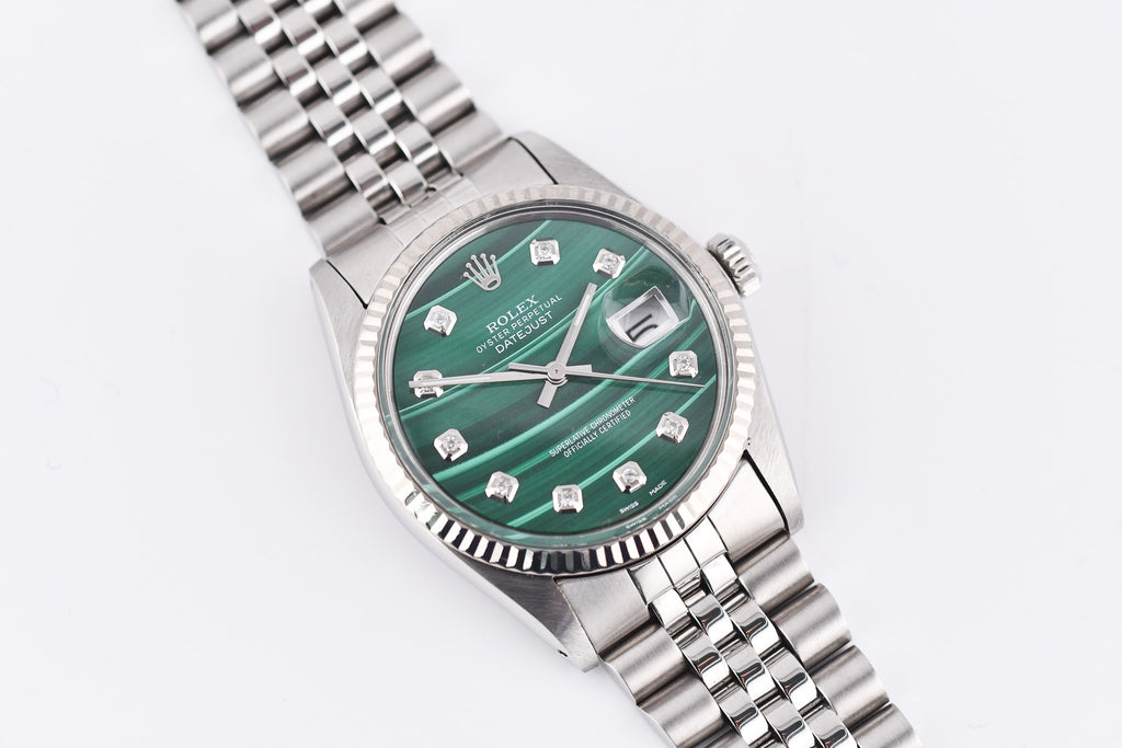Rolex Datejust 36mm Ref 16014 Custom Green Malachite Diamond Dial
