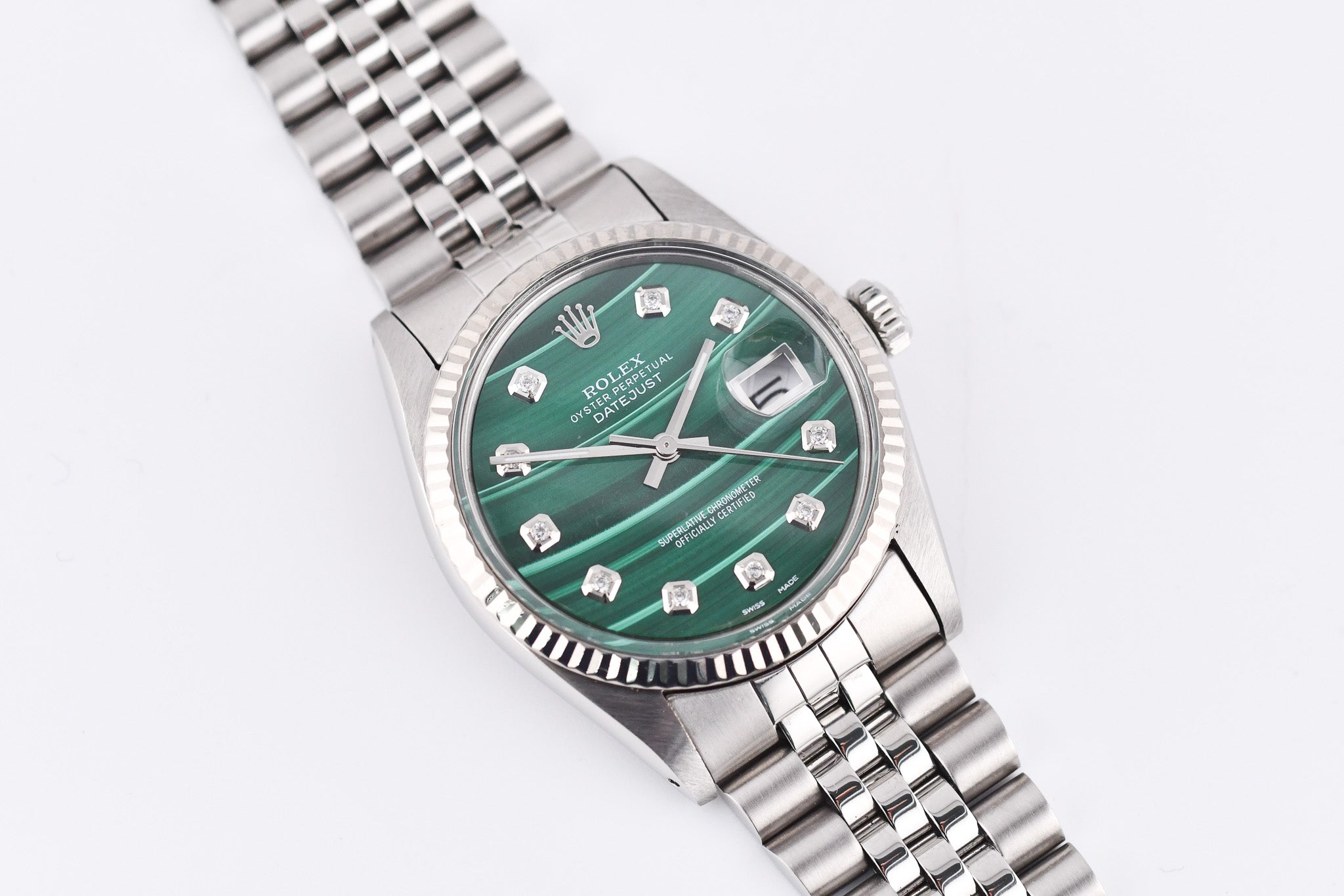Rolex Datejust 36mm Ref 16014 Custom Green Malachite Diamond Dial