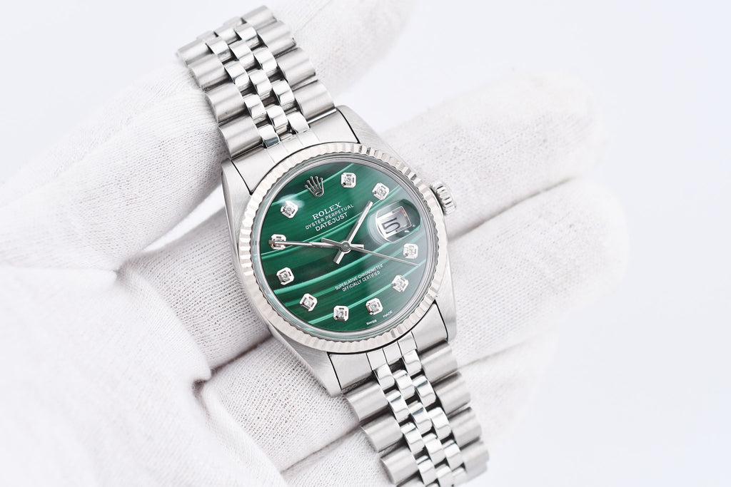 Rolex Datejust 36mm Ref 16014 Custom Green Malachite Diamond Dial