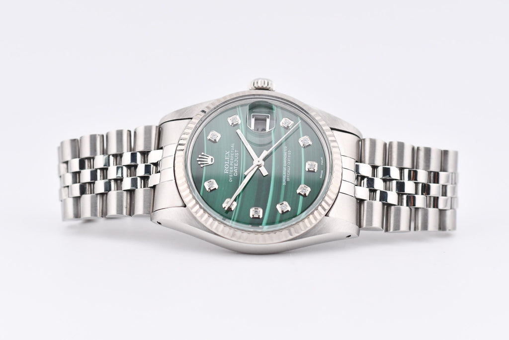 Rolex Datejust 36mm Ref 16014 Custom Green Malachite Diamond Dial
