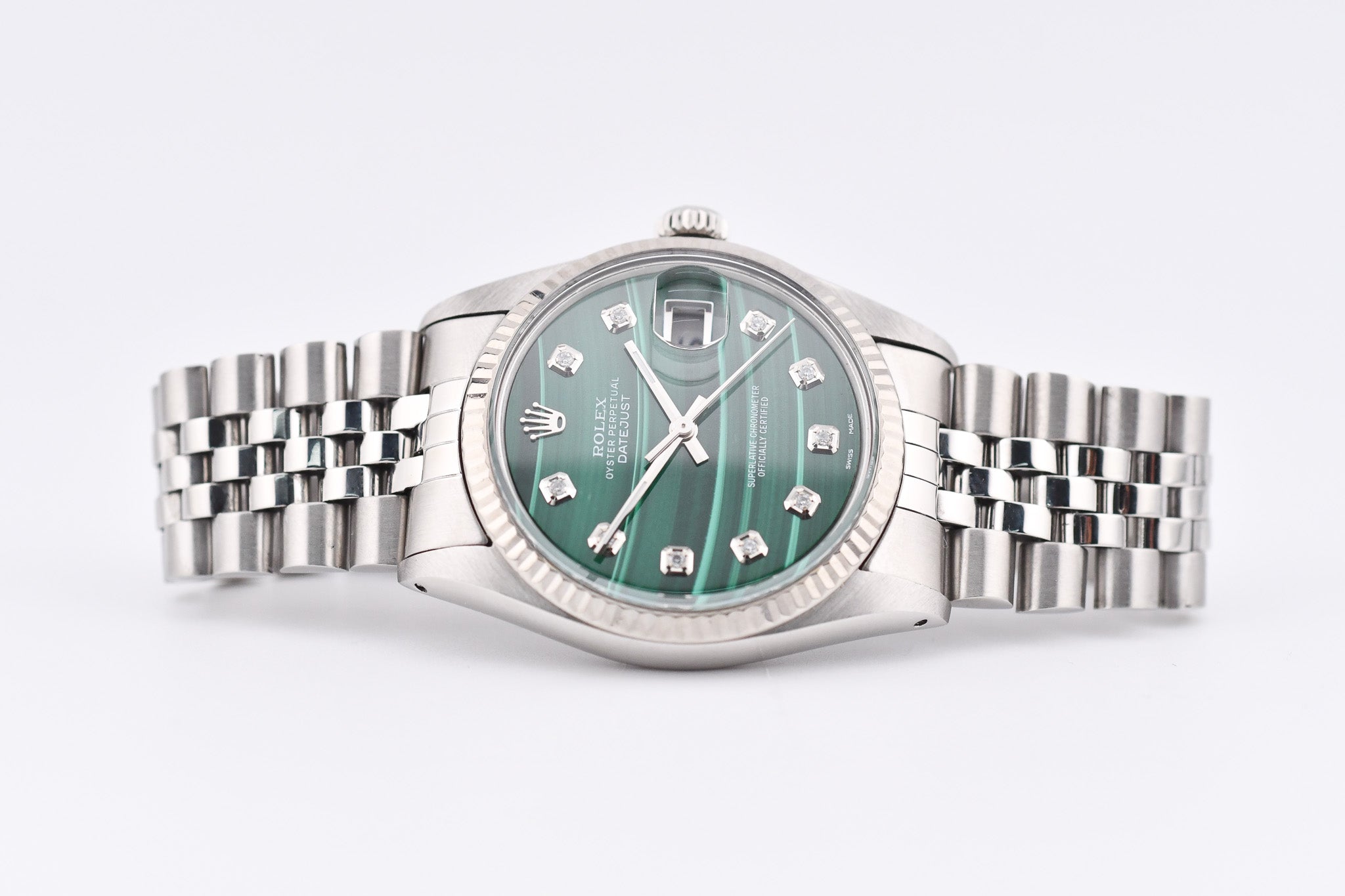 Rolex Datejust 36mm Ref 16014 Custom Green Malachite Diamond Dial