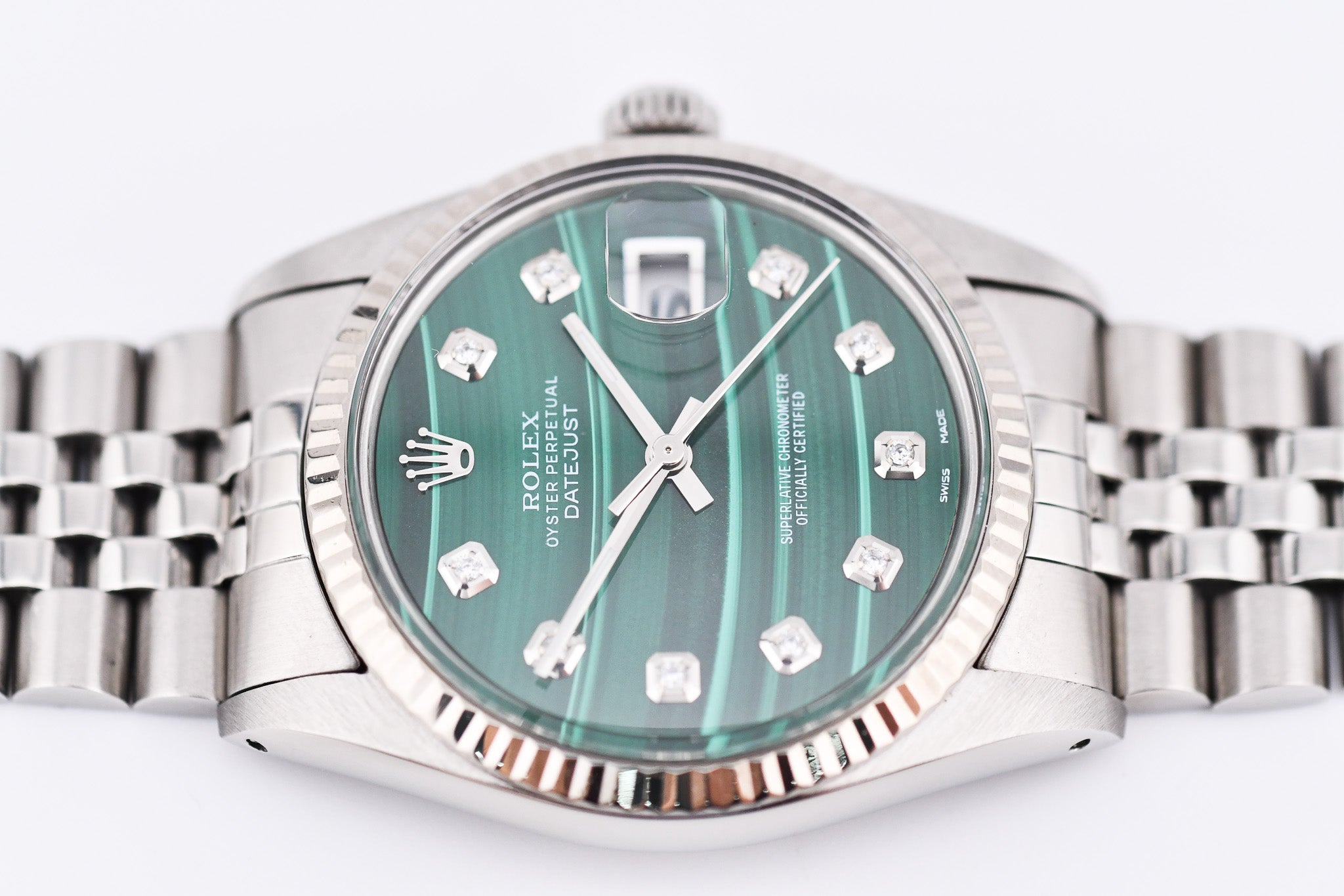 Rolex Datejust 36mm Ref 16014 Custom Green Malachite Diamond Dial