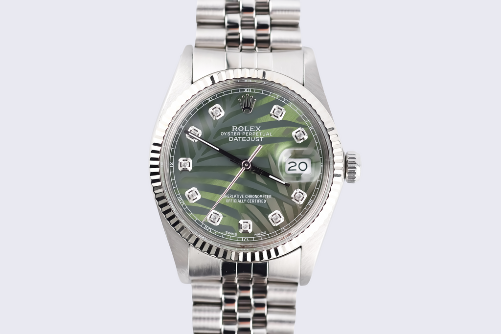 Rolex Datejust 36mm Ref 16014 Custom Green Palm Diamond Dial