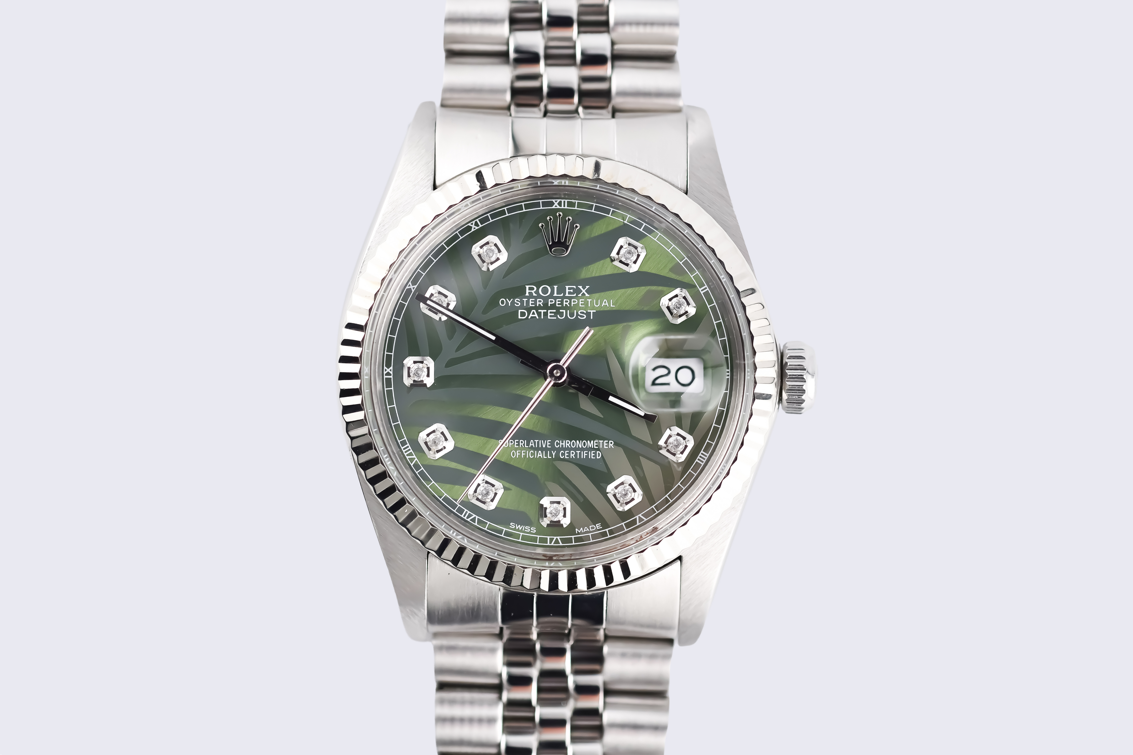 Rolex Datejust 36mm Ref 16014 Custom Green Palm Diamond Dial