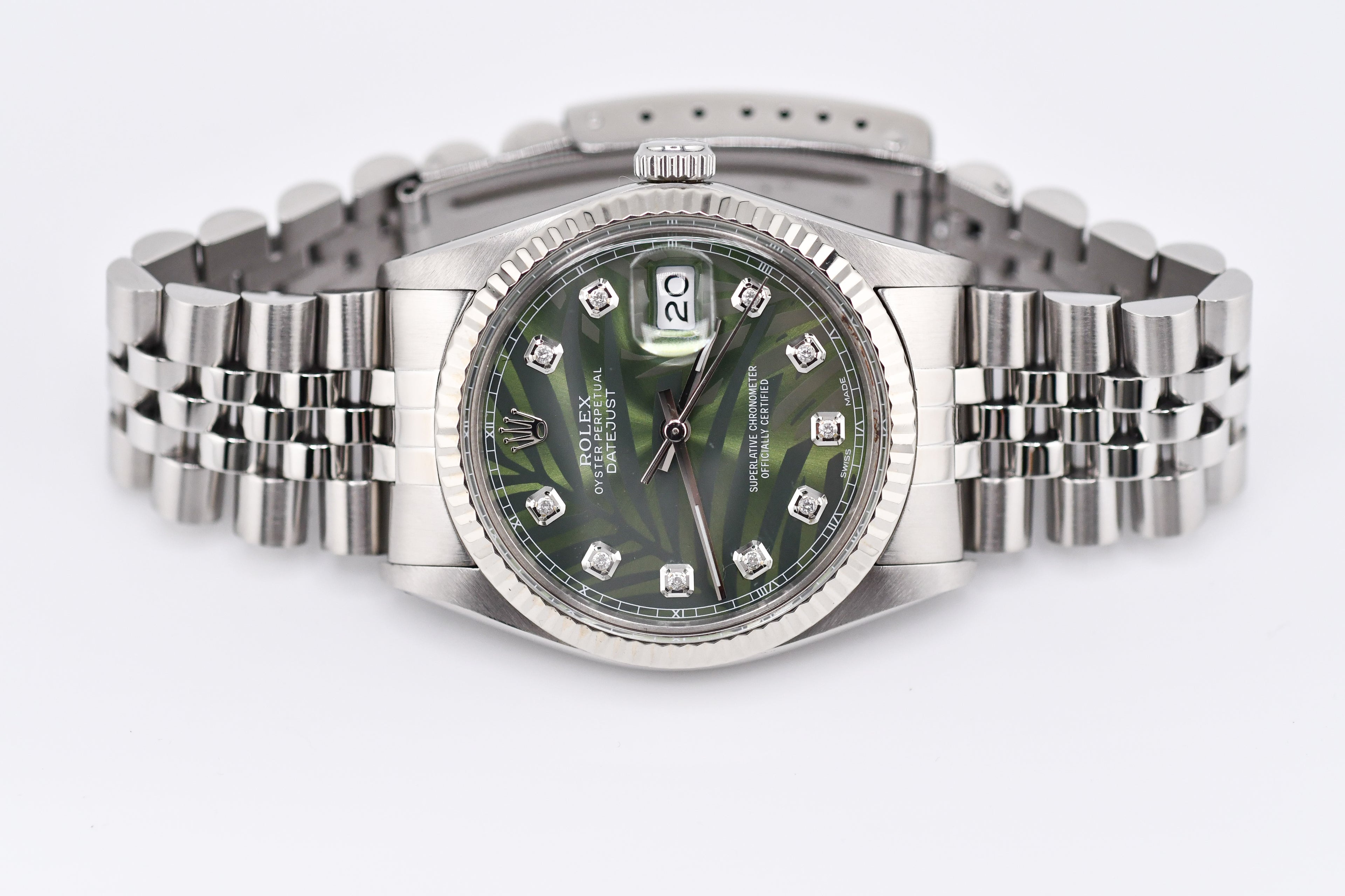 Rolex Datejust 36mm Ref 16014 Custom Green Palm Diamond Dial