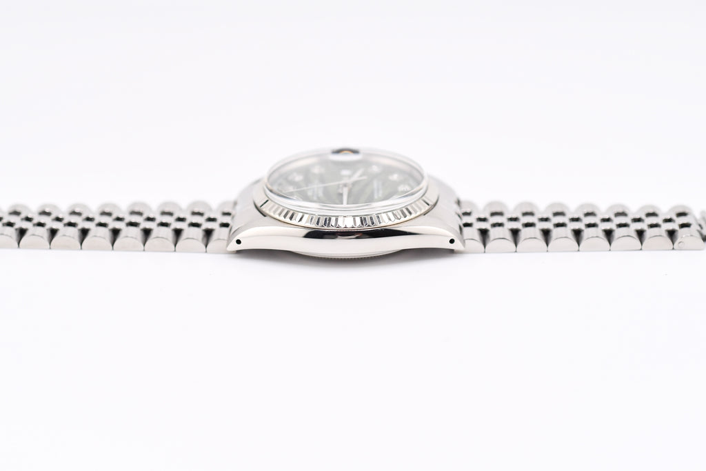 Rolex Datejust 36mm Ref 16014 Custom Green Palm Diamond Dial