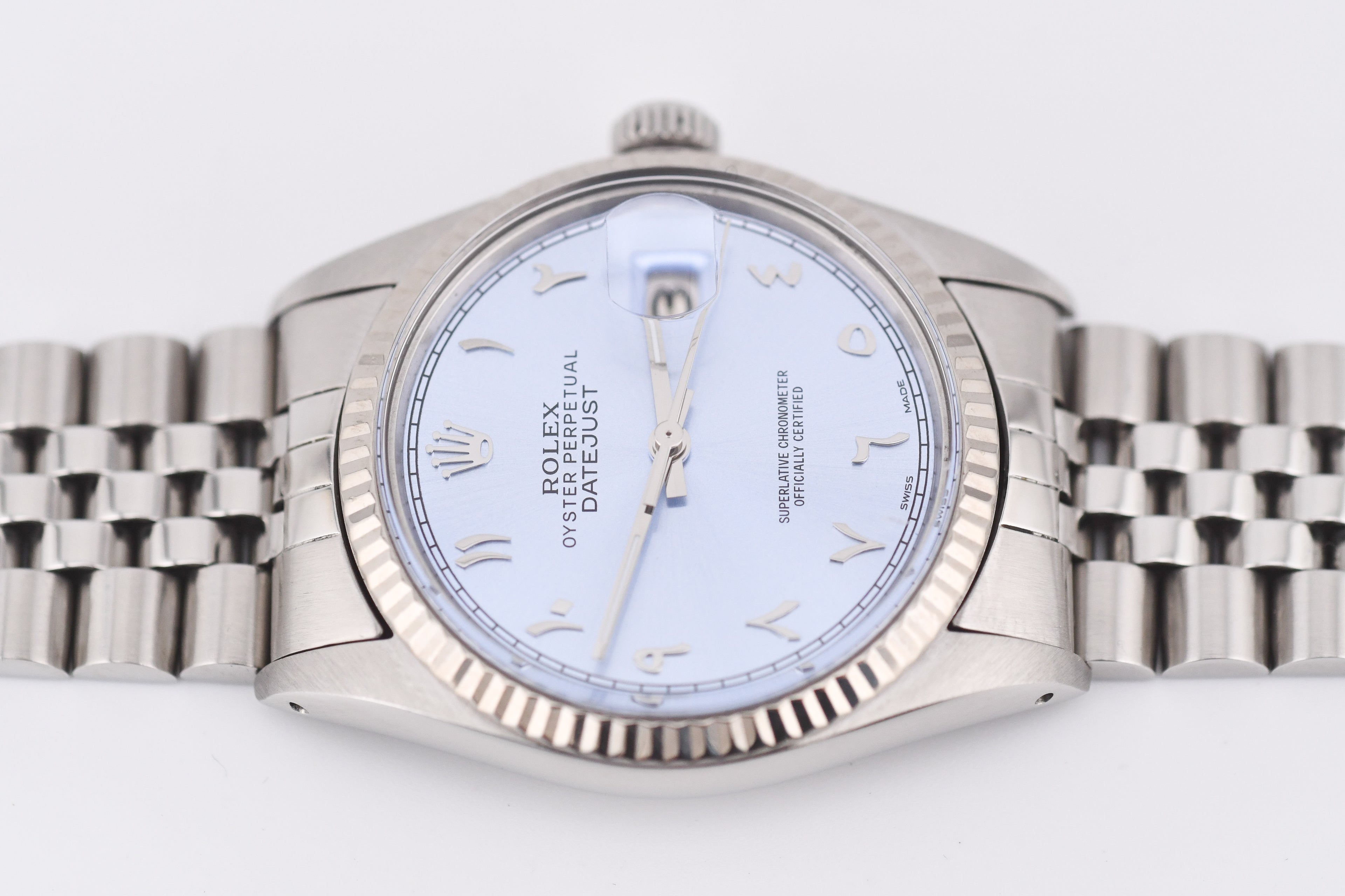 Rolex Datejust 36mm Ref 16014 Custom Ice Blue Arabic Dial
