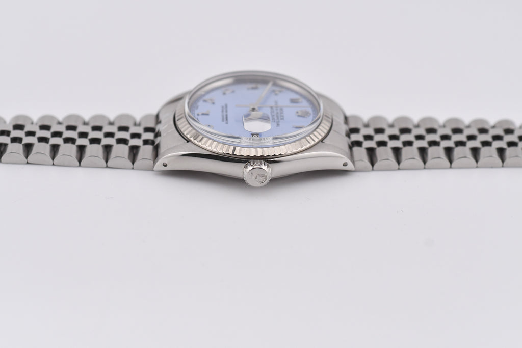 Rolex Datejust 36mm Ref 16014 Custom Ice Blue Arabic Dial