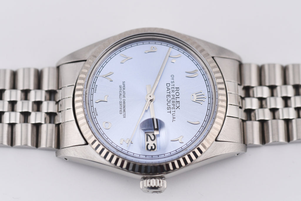 Rolex Datejust 36mm Ref 16014 Custom Ice Blue Arabic Dial