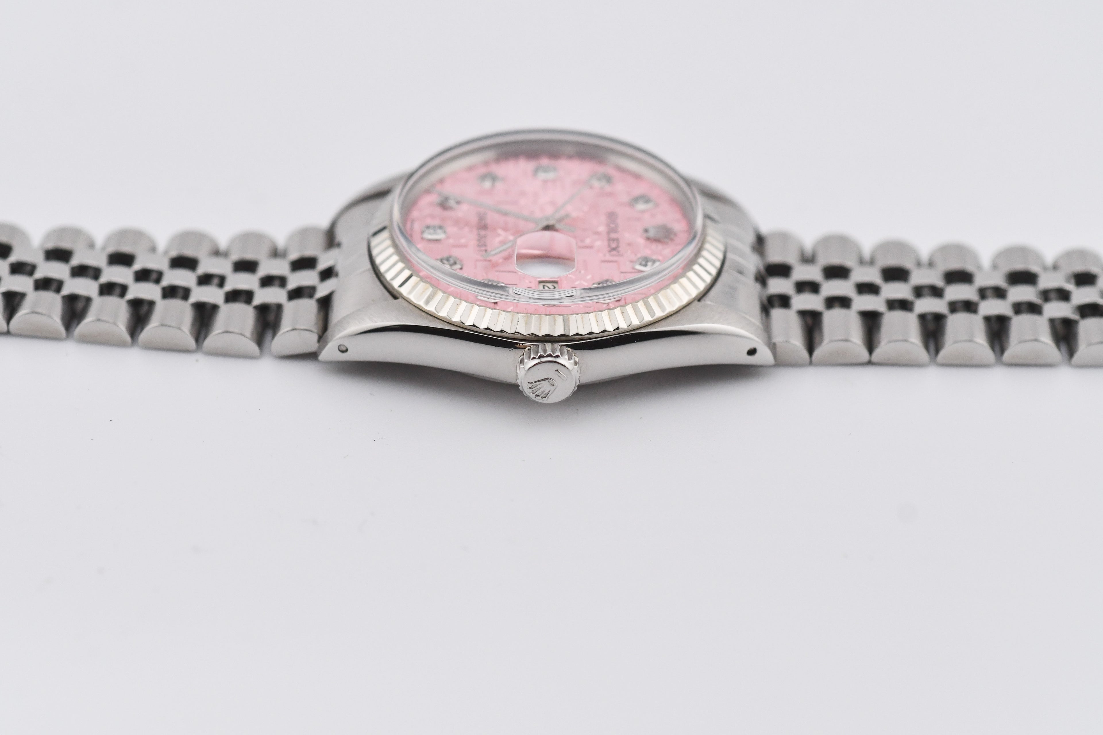 Rolex Datejust 36mm Ref 16014 Custom Pink Anniversary Diamond Dial
