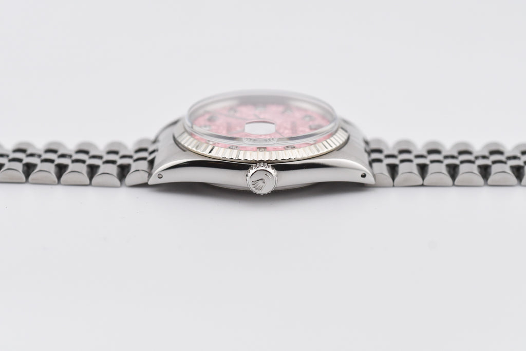 Rolex Datejust 36mm Ref 16014 Custom Pink Anniversary Diamond Dial