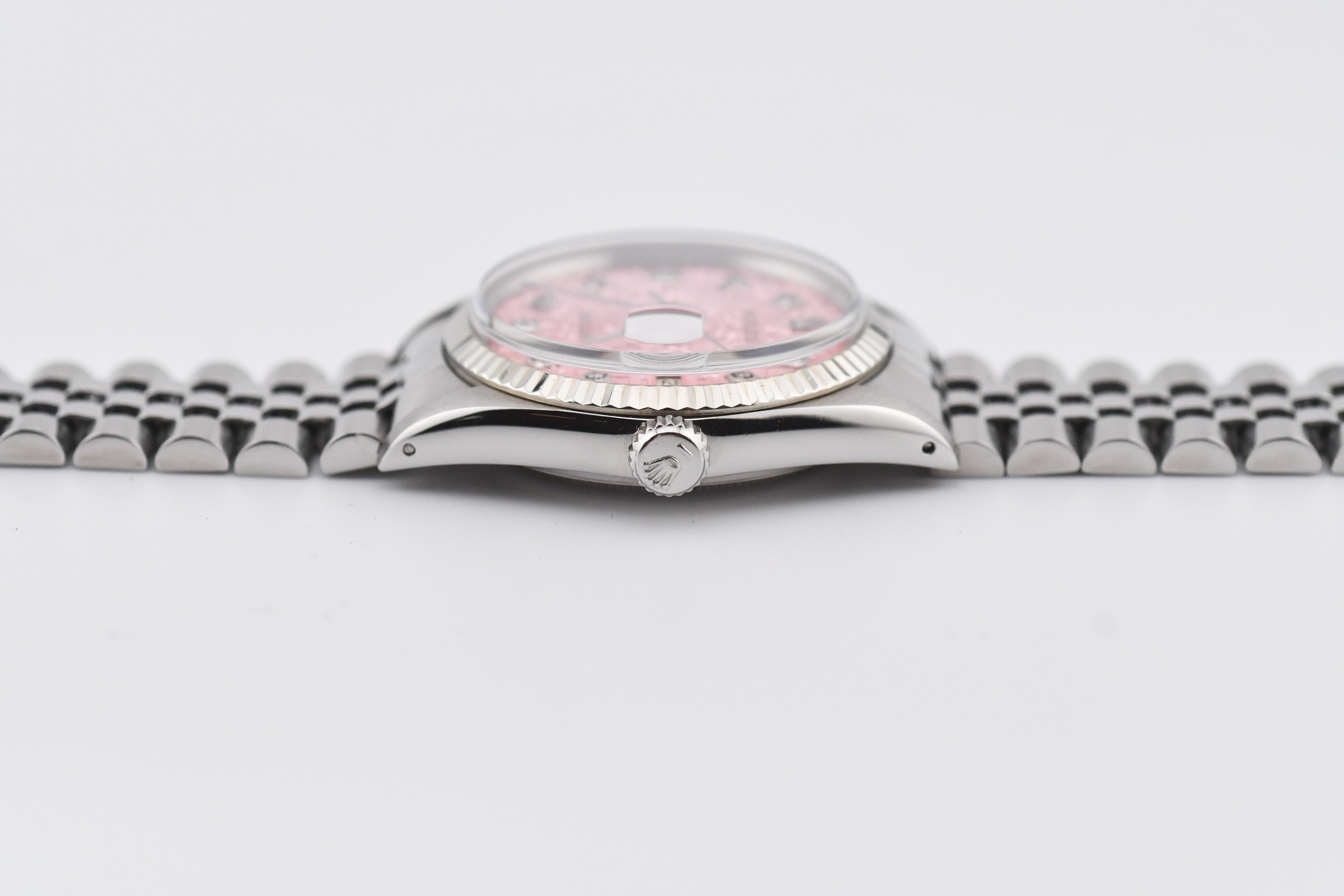 Rolex Datejust 36mm Ref 16014 Custom Pink Anniversary Diamond Dial