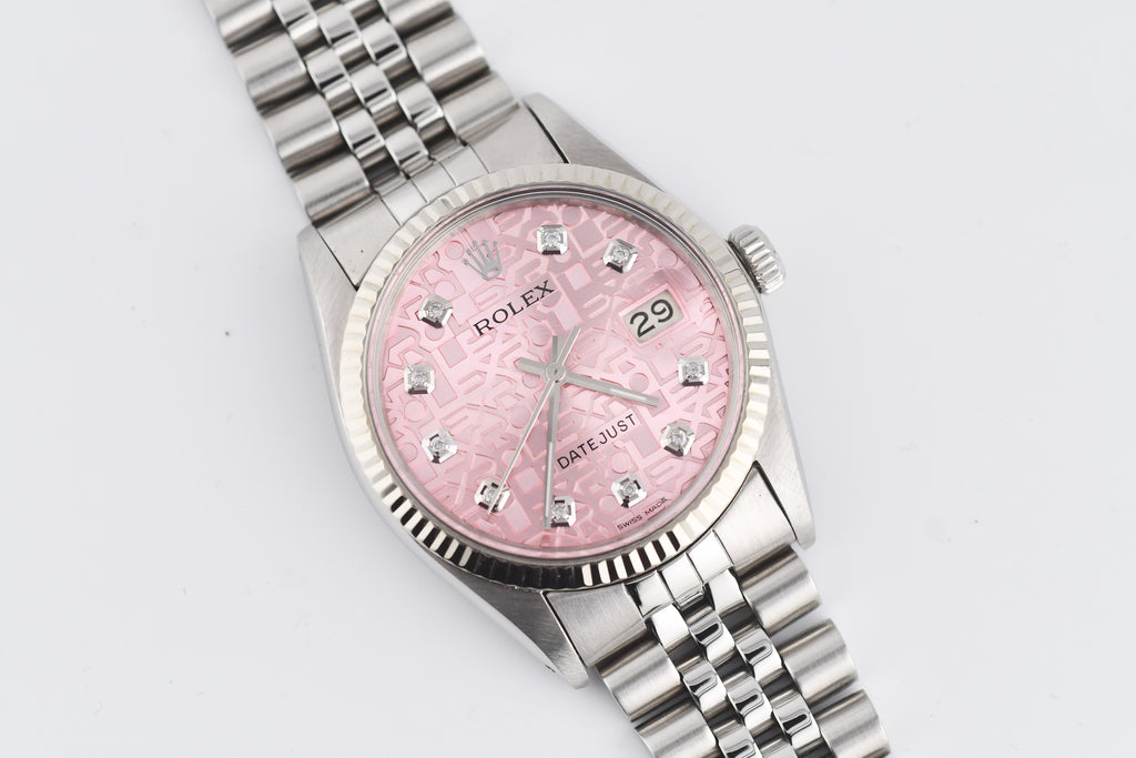 Rolex Datejust 36mm Ref 16014 Custom Pink Anniversary Diamond Dial