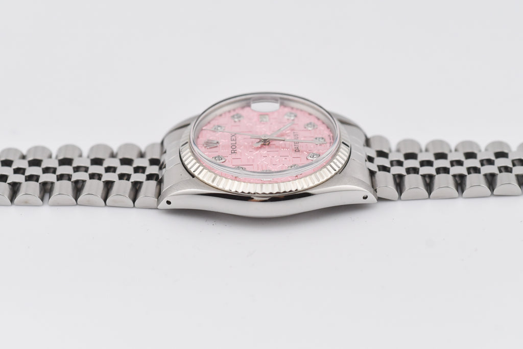 Rolex Datejust 36mm Ref 16014 Custom Pink Anniversary Diamond Dial