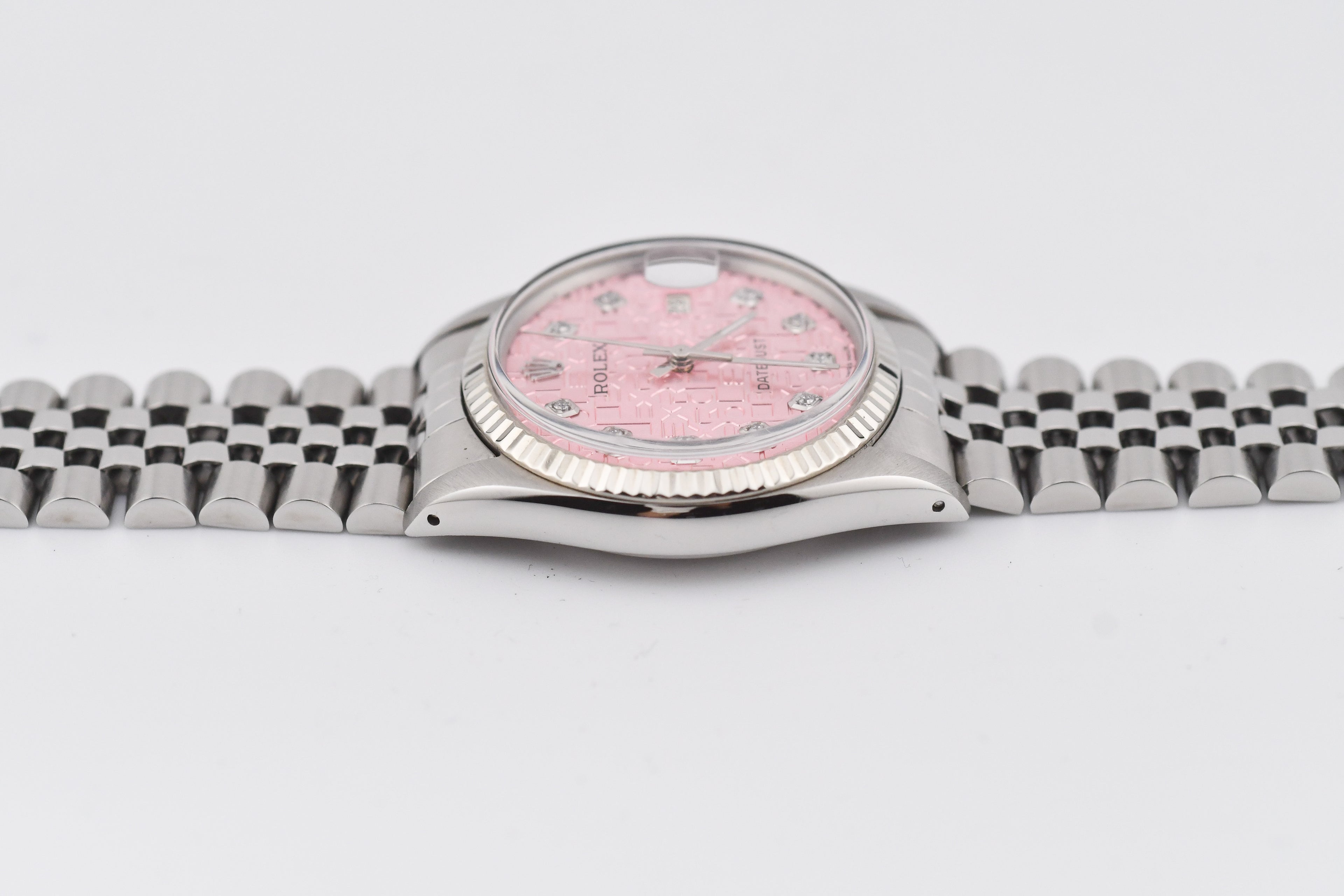 Rolex Datejust 36mm Ref 16014 Custom Pink Anniversary Diamond Dial