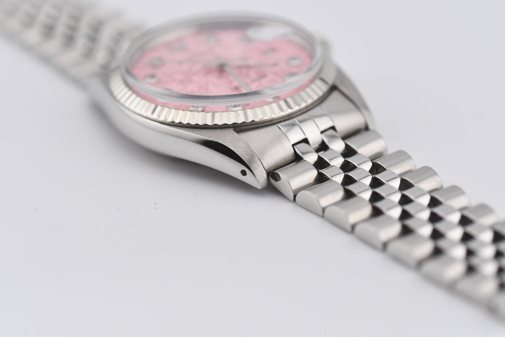 Rolex Datejust 36mm Ref 16014 Custom Pink Anniversary Diamond Dial