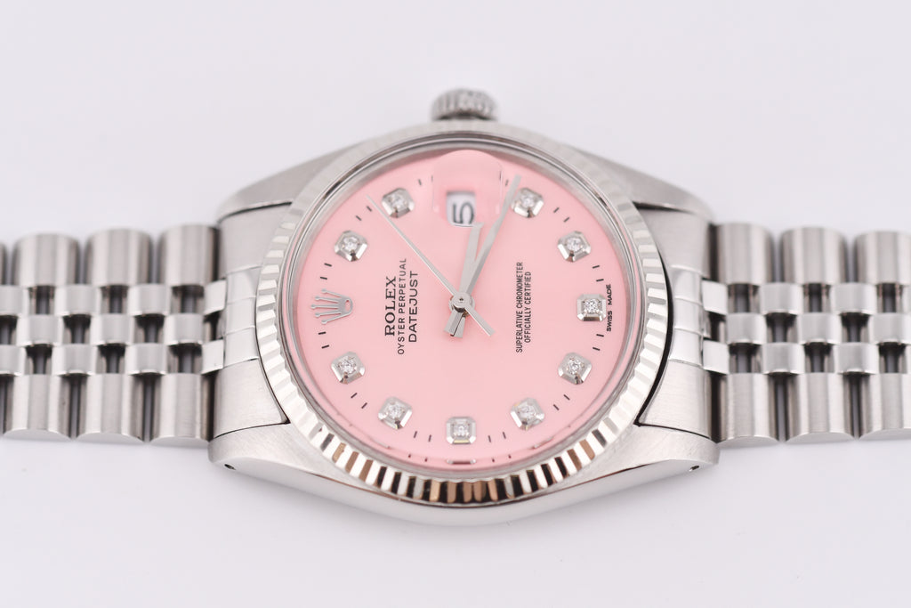 Rolex Datejust 36mm Ref 16014 Custom Pink Diamond Dial