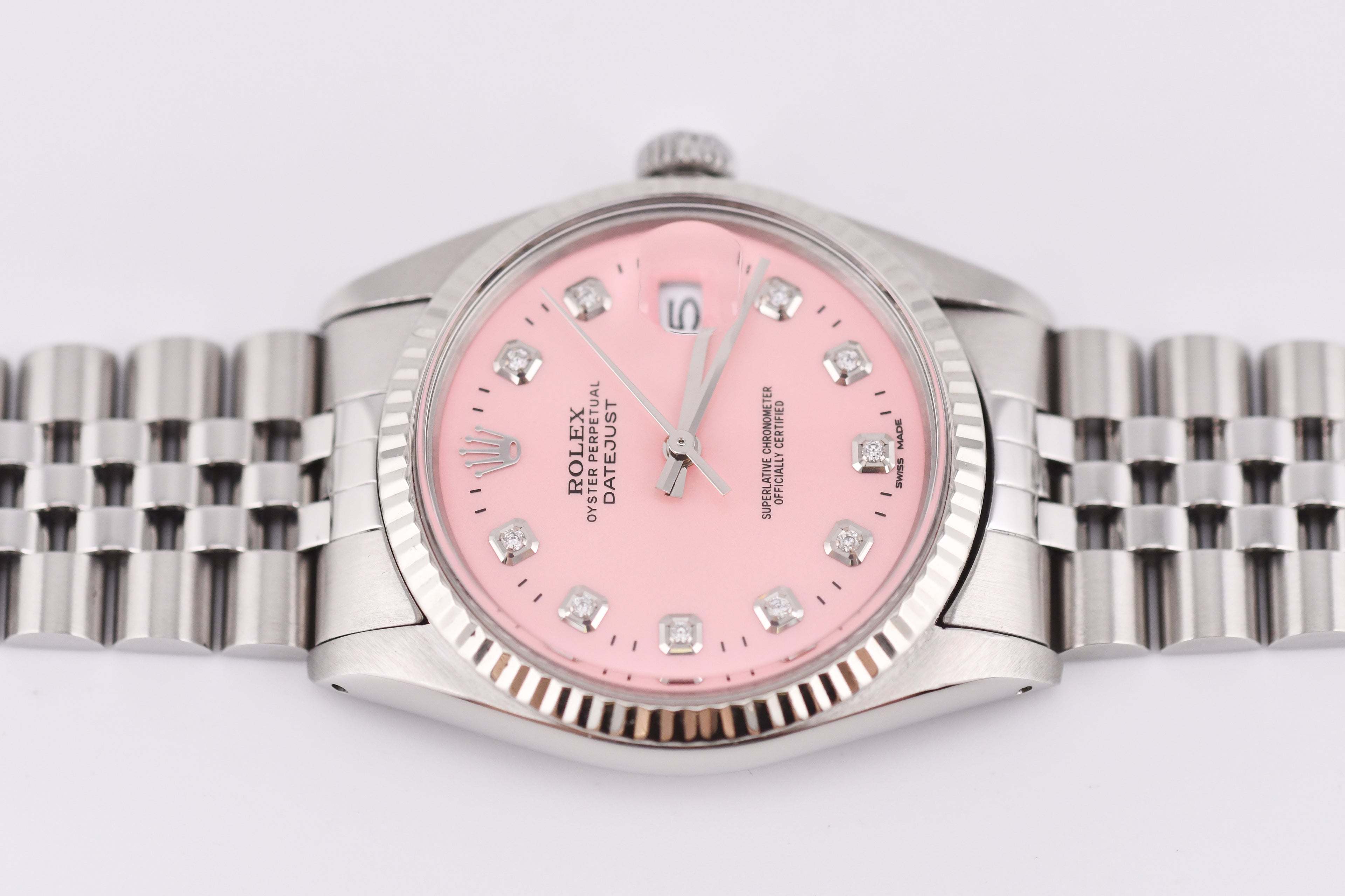 Rolex Datejust 36mm Ref 16014 Custom Pink Diamond Dial