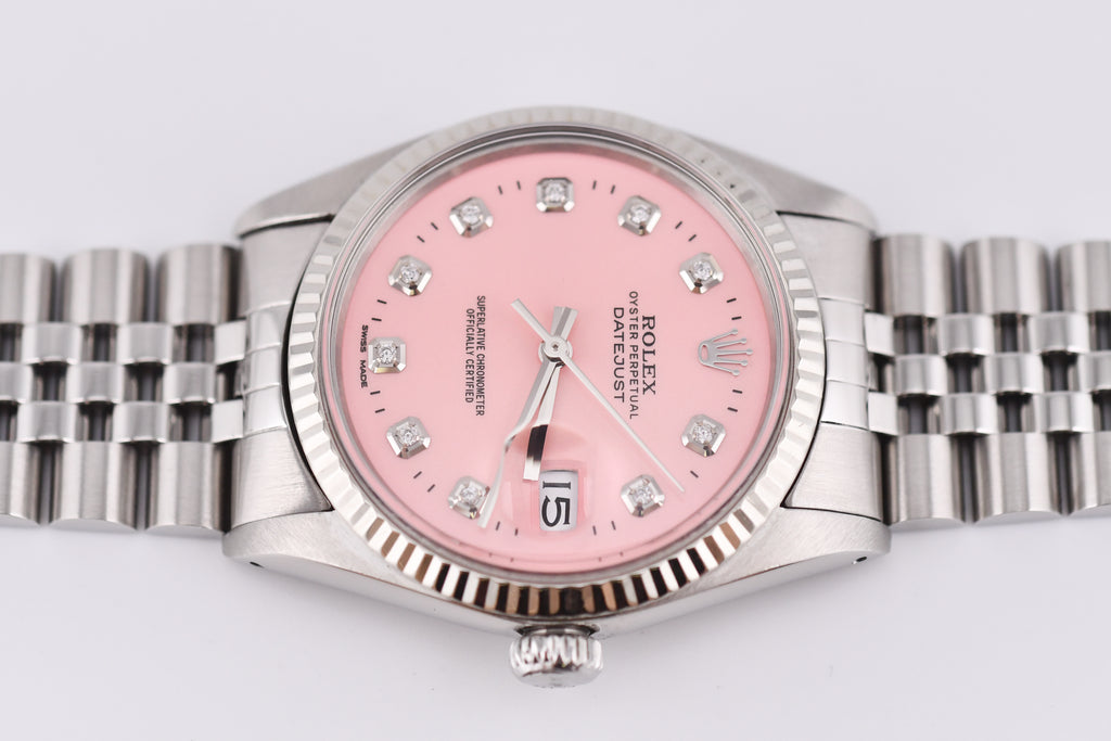 Rolex Datejust 36mm Ref 16014 Custom Pink Diamond Dial