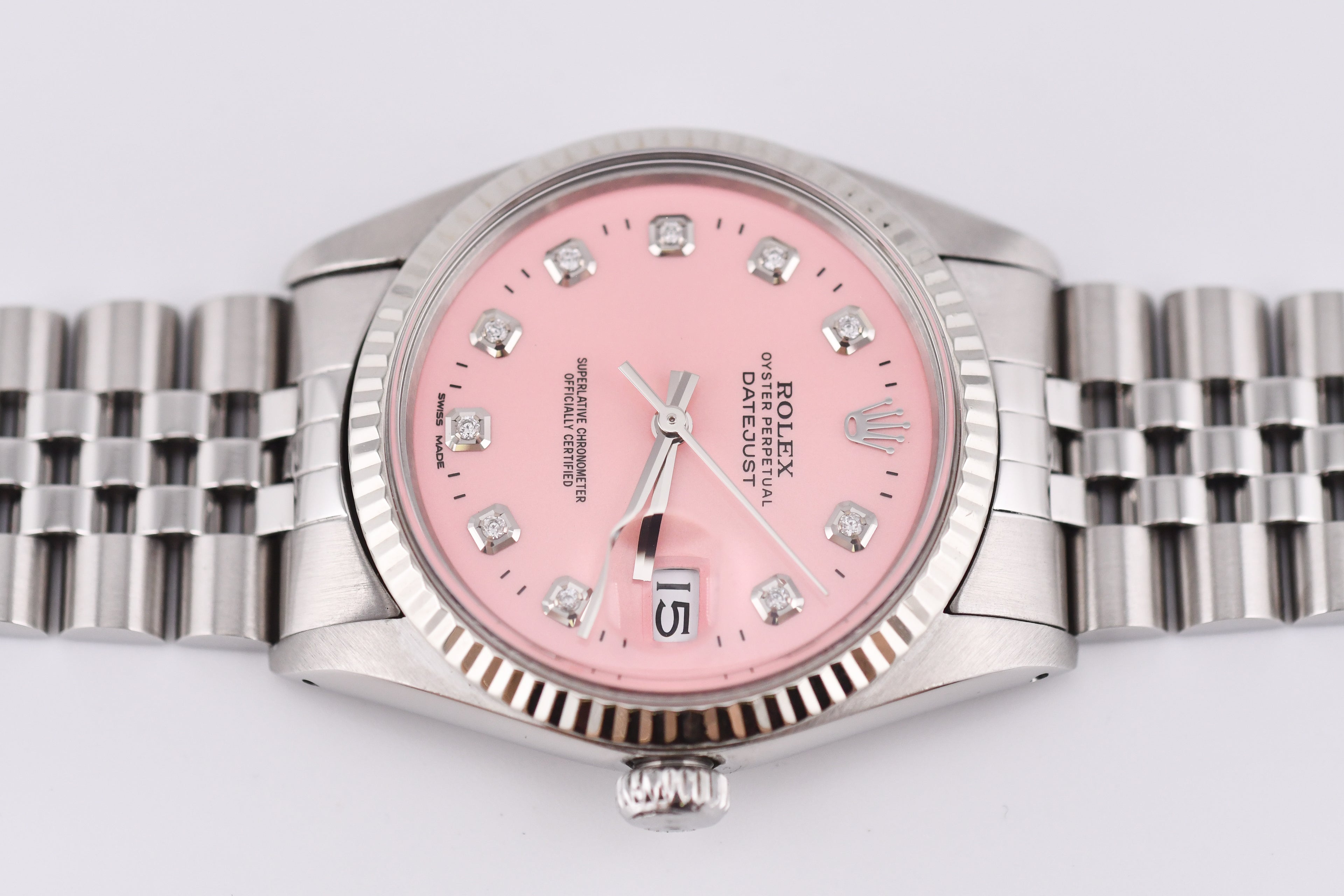 Rolex Datejust 36mm Ref 16014 Custom Pink Diamond Dial
