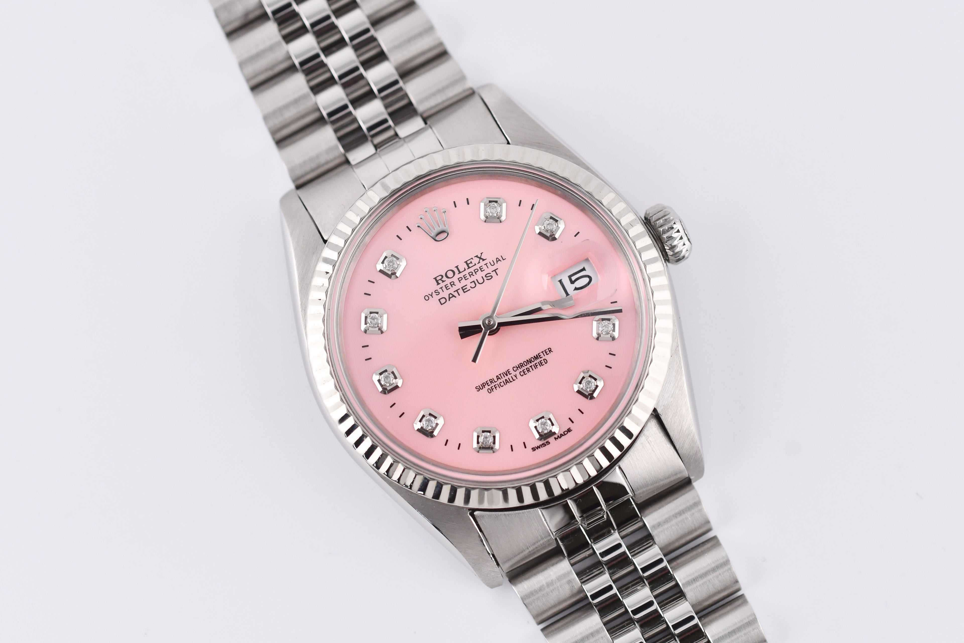 Rolex Datejust 36mm Ref 16014 Custom Pink Diamond Dial