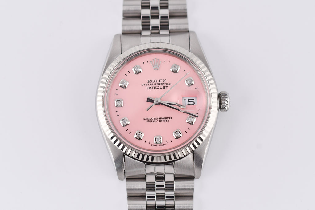 Rolex Datejust 36mm Ref 16014 Custom Pink Diamond Dial